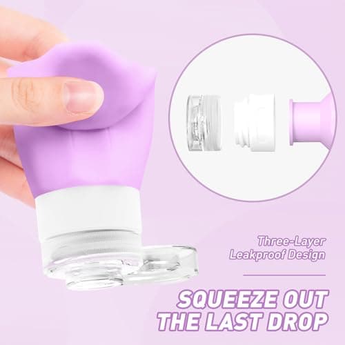 Redfly 4 Pack Silicone Travel Bottles for Toiletries, Purple, 100ml — view 4