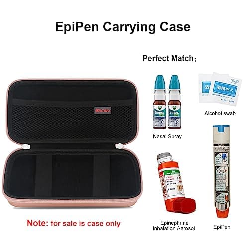 Elonbo EpiPen Carrying Case, Travel Medicine Kit for 2 Epi Pens, Rose Gold — view 2