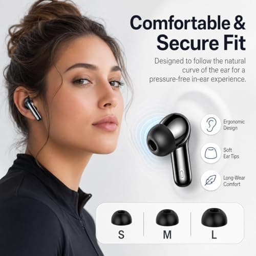 Wireless Earbuds, Bluetooth 5.4 Headphones In Ear with 4 ENC Mic, 36H Playtime HiFi Stereo with Noise Cancelling Ear Buds, IP7 Waterproof LED Display Fast Charging, Earphones APP EQ forAndroid iOS — view 5