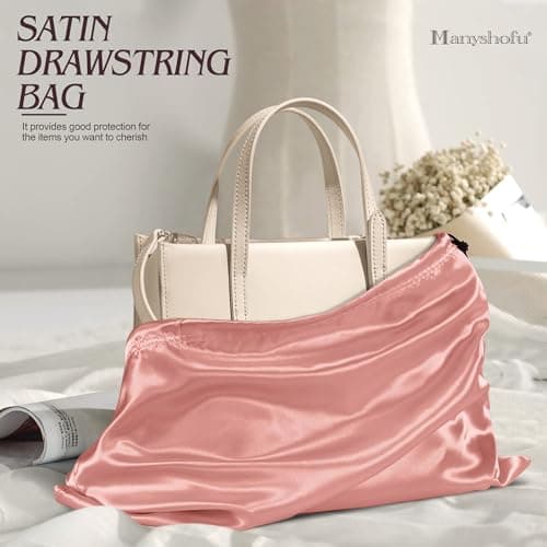 Manyshofu 7 Pcak Satin Dust Bags for Shoe Handbags Storage, Rose Gold, 19.6 x 15.7, Sotrage — view 6