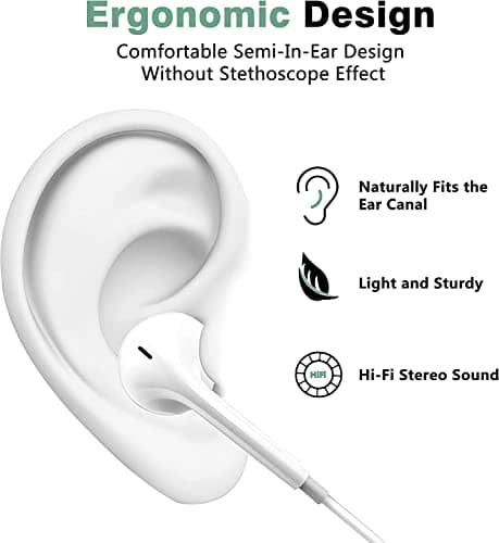Ymdei In-Ear Headphones with Microphone Volume Control Earbuds Noise Isolating 3.5mm Jack Lightweight Earphones for Samsung,HUAWEI,iPad,iPhone,iPod,Xiaomi,PC,Laptop,Tablets and More device — view 5