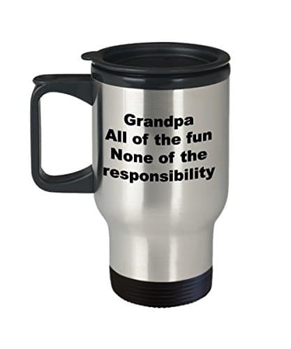 FUNNY GRANDPA TRAVEL MUG - Grandfather Coffee Cup Quote Joke Gift - Stainless Steel Insulated Double Wall Tumbler - Christmas Birthday Hannukah
