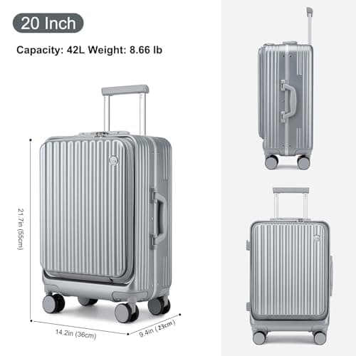 Sea choice Front Opening Luggage Suitcase Laptop Compartment PC Hard Shell Suitcase Top Opening Luggage Suitcase with USB Port Cupholder TSA Lock 4 Wheels — view 6
