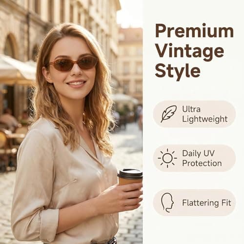 iohsxae Vintage Cat‑Eye Sunglasses for Women, Lightweight UV400 Protection Sunglasses for Beach Festival Travel Outdoor Daily Wear — view 6