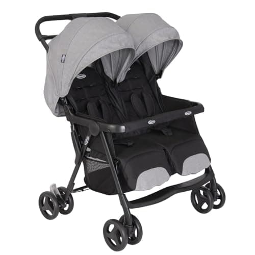 Graco DuoRider Lightweight Double Pushchair, Suitable from Birth to Approx. 3 Years, Steeple Gray Fashion