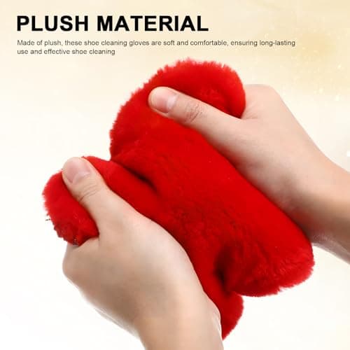 KICHOUSE Plush Shoe Polishing Gloves Multifunctional Vegan Shoe Brush for Leather Care and Dirt Removal Soft Fabric Cleaning Glove Suitable for Home and Travel Use Random Color — view 3
