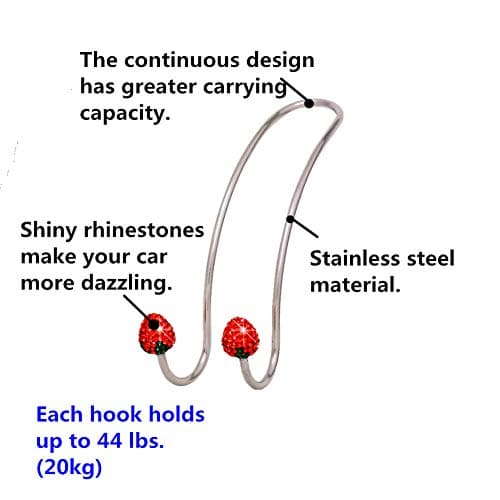 Uposao 2pcs Bling Car Hooks Car Hangers Organizer Seat Headrest Hooks, Stainless Steel Universal Car Vehicle Back Seat Hook Storage Hook for SUV Truck Vehicle — view 3
