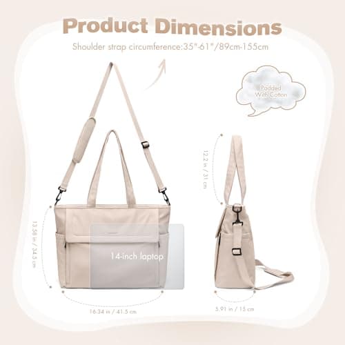 GOLF QUALITY 14L Puffer Diaper Bag, Large Capacity Travel Diaper Bags, Hospital Shoulder Bag for Mom, Elegant Apricot, 22L — view 5