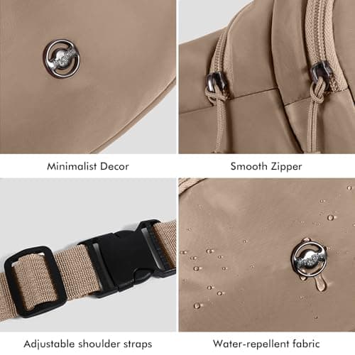 Waterproof Bum Bag for Women with Adjustable Belt, 3-Zipper Pockets, Lightweight Large Capacity Waist Bag, Bumbags for Ladies for Travel Running Daily Use (Khaki) — view 4