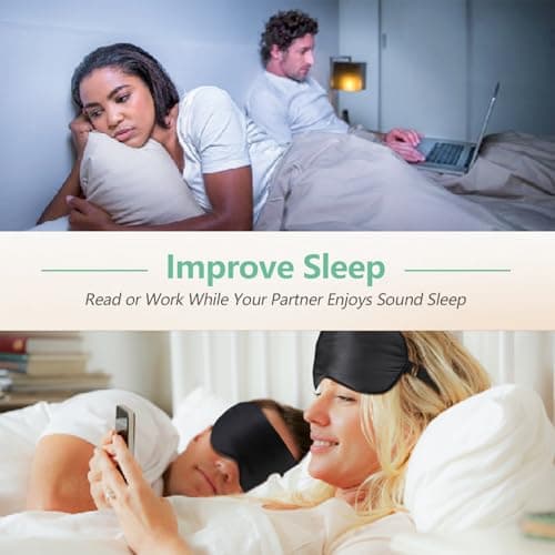 BeeVines 100% Silk Sleep Mask, Blackout Eye Masks (Black & Olive Gold) — view 5
