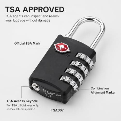 Diyife TSA Luggage Locks, [Updated Version][2 Packs] 4-Digit Security Padlock, Combination Padlocks, Code Lock for Travel Suitcases Luggage Bag Case etc. Black — view 3