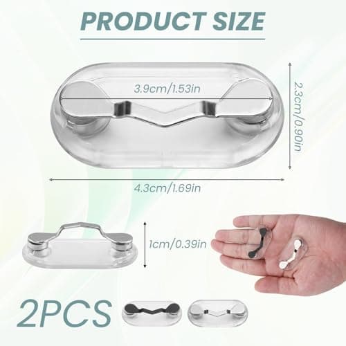 Magnetic Glasses Holder, 2 Pcs Stainless Steel Magnetic Eyeglass Holder Portable Spectacle Clips ID Badge Holders Eyewear Hook Attaches to Clothing for Glasses Sunglasses Earphones (Black Silver) — view 2