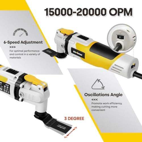 Enventor Oscillating Multi Tools, 280W 15000-22000 OPM, 6 Variable Speeds — view 3