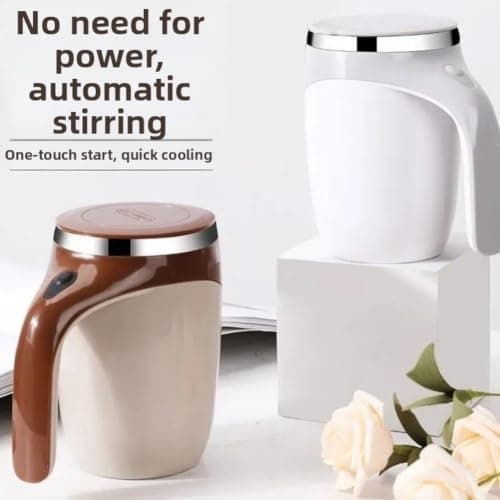 Portable Rotating Mixing Mug 380ml for Travel Office(Coffee Color Battery) — view 5