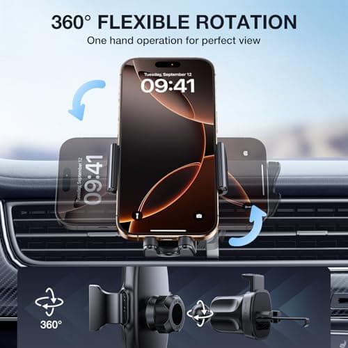 miracase 2nd Generation Car Phone Holder, Air Vent Phone Holder for Cars 360¡ã Rotation, Universal Mobile Phone Mount Automobile Cradles for Vent Van iPhone 14 Pro Max 13 12 11 Samsung — view 6