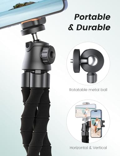 Pnitri Tabletop Tripod for Travel, Flexible Phone Stand(Carbon Black, 13.4) — view 5
