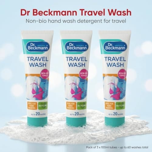 Dr Beckmann Travel Wash Non Bio Laundry Gel 100ml Pack of 3 - Hand Wash Detergent for Delicates, TSA-Friendly Travel Size, Up to 60 Washes, Gentle on Sensitive Skin — view 6