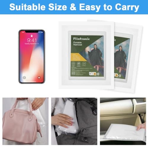 flintronic 2PCS Waterproof Poncho Adult, Reusable Rain Ponchos, EVA Rain Poncho, Lightweight Waterproof Raincoat with Hoods, Rain Cover Poncho for Camping, Hiking Travel Men Women (White) — view 5