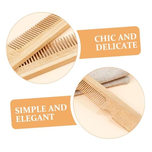 OSOLADY 2pcs Mustache Comb Hair Comb Portable Pocket for Men Beard Small Bamboo for Mustache Smoothing and Travel Accessories for Men — view 3