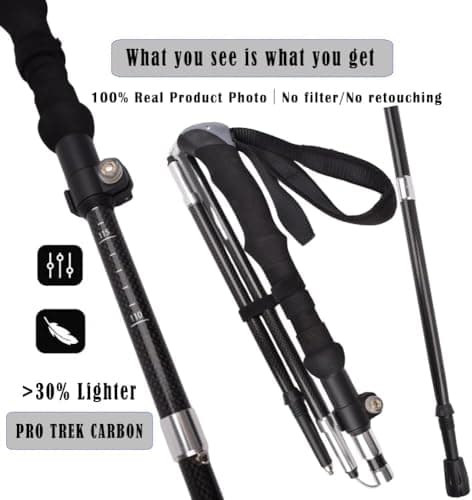 Ultralight Carbon Fibre Trekking Poles Set of 2, Lightweight Collapsible Hiking Poles with Quick Lock System – Only 200g per Pole for Backpacking & Camping — view 3