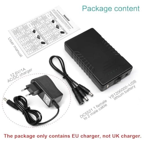 TalentCell Rechargeable 36W 12V/6000mAh 5V/12000mAh DC Output Power Bank Pack for LED Strip, Tape Light, CCTV Camera and more, Black — view 5