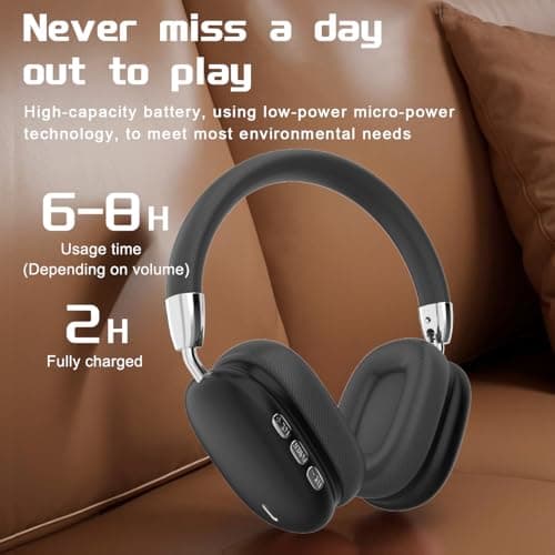 B36 Wireless Over-Ear Headphones, Bluetooth,Foldable and portable , Premium Mesh Fabric, Silver Metal Accents Suitable for travel, learning, sports, listening to music and other scenarios (黑色) — view 5