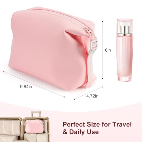 XWFB 6"x9.84" 4.5L Large Silicone Toiletry Bag, Waterproof Leakproof Foldable Travel Organizer, Dopp Kit for Men & Women, Pink — view 2