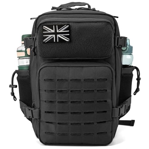 QT&QY 25L Military Tactical Backpacks For men Survival Army Laser cut Molle Daypack small EDC Bug Out Bag Gym Rucksack With Dual Cup Holders medical Rucksack Black — view 2