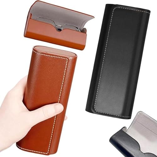 Mornavith Glasses Case Hard Shell, 2Pcs Portable Durable PU Hardshell Spectacle Cases for Men Women Unisex Sunglasses (Maroon + Black) — view 3