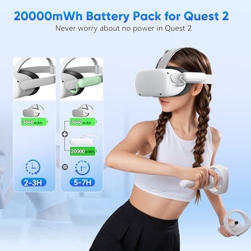 Kinwin Battery Pack for Oculus Quest 2, 20000mWh VR Extended Battery — view 2