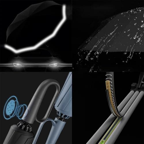 Maibar Umbrella Windproof Strong 30 Ribs Waterproof Umbrella Compact Folding Travel Umbrellas for Men and Women (Black) — view 3