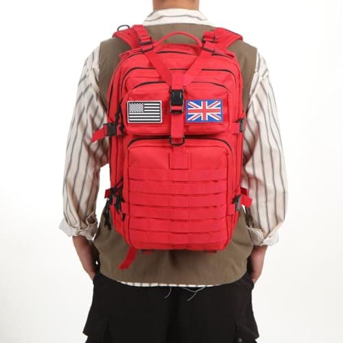 Thuram 50L Durable Nylon Waterproof Fishing Hunting Backpack Outdoor Military Rucksacks Tactical Sports Camping Hiking Bags (Red) — view 2