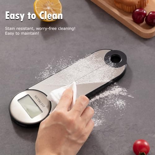 NUTRI FIT Foldable Digital Kitchen Scale, 5KG/11lbs, Silver-Black — view 6