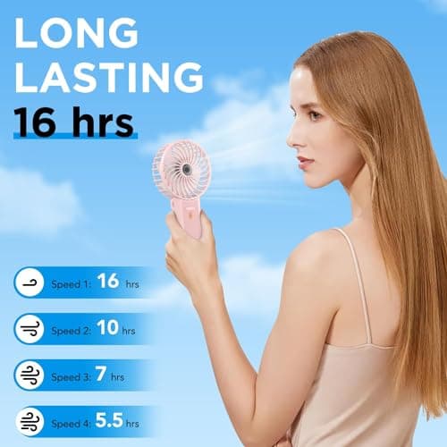 Lepwings Handheld Fan Rechargeable 2 Pack, Foldable Portable Mini Fan with 4 Speeds, USB-C Battery Operated Personal Desk Fan, Lightweight Cooling Fan for Travel, Office, Home and Outdoor Use-Black — view 2