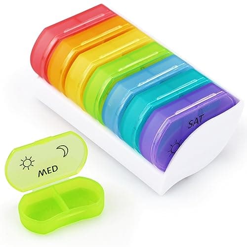 Little Daily Pill Box Case AM PM for 7 Day, Small Pocket Purse Pills Holder, Cute Drug Organiser Container 2 Times a Day