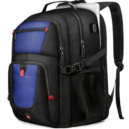 Z-MGKISS Extra Large Travel Backpack, 17.3" TSA-Approved Rucksack with USB Port, Anti-Theft Business & College Bag Fits 17" Laptop, Dark Blue