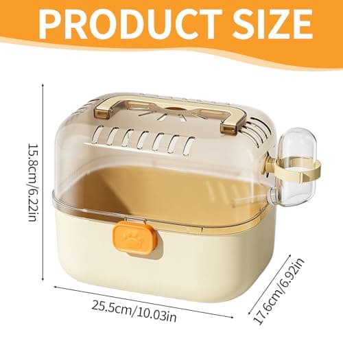 Hamster Carrier Cage, Travel Cages for Small Animals with Water Bottle Transparent Plastic Small Animal Carrier Carry Cage for Rodents Lizards (Yellow) — view 2