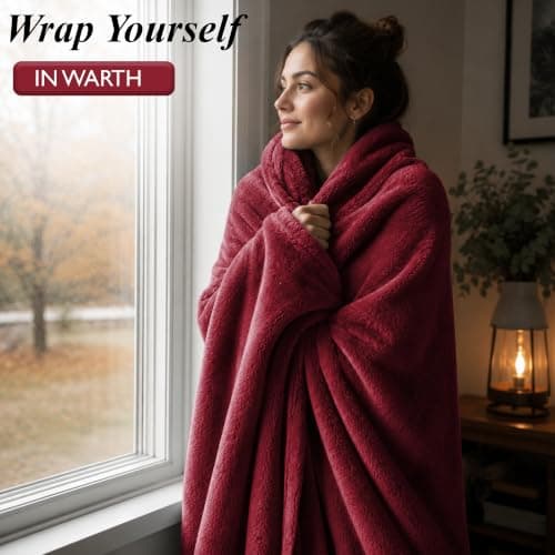 BedLooms Fleece Blanket Burgundy Queen 200x240 cm,Fluffy Reversible Throw — view 4