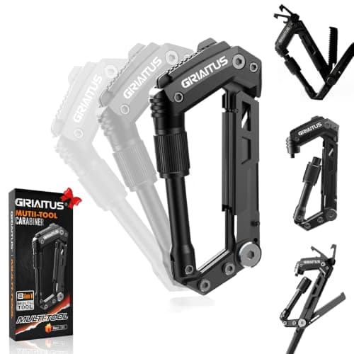 Locking Carabiner Clip 8 and 1 Multi Tool Heavy Duty Keychain Cool Pocket Gadgets Gifts for Men Cool Pocket Gadgets Outdoor Hiking Camping Essentials