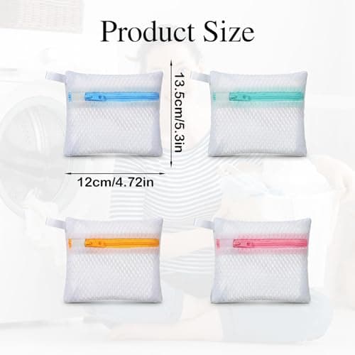 Mini Laundry Pods Bags, 4 PCS Small Laundry Wash Bag with Zipper, Mini Sturdy Storage Bag for Scent Beads Detergent Pacs for for Home Travel Deep Cleaning(12x13cm/4.7x5in) — view 2
