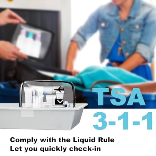Aucuu Clear Toiletries Bag, 1Pack PVC Waterproof Toiletries Carry Pouch, TSA Approved Travel Toiletry Bag with Zipper, Portable Cosmetic Makeup Bags for Travel Business Trip-Black — view 6