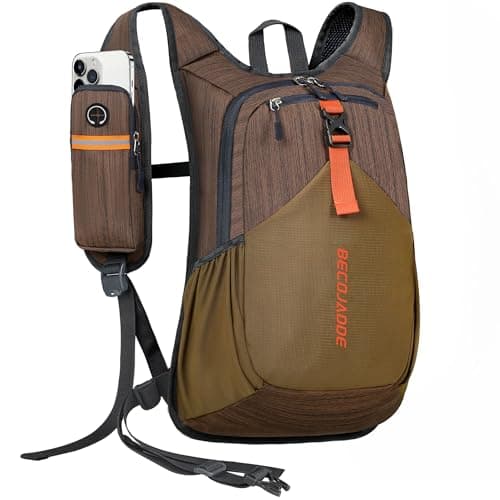 BECOJADDE 18L Hiking Backpack for Men Women Foldable Small Rucksack Lightweight Mini Backpack for Camping Travel Outdoor, Chocolate Brown