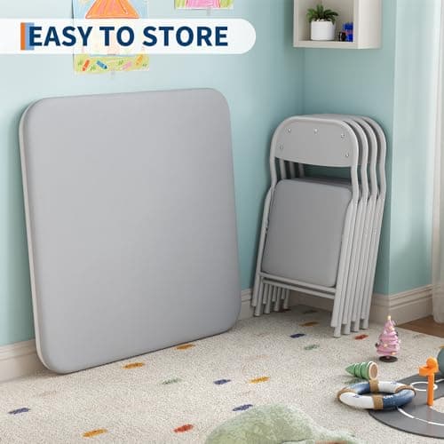 Aptliton 3-Piece Foldable Children's Activity Table & Chair Set, Lightweight Play Furniture for Toddlers with PU Leather Surface - Ideal for Dining, Crafts & Learning Activities — view 5