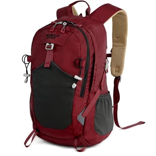 Lightweight Hiking Backpack, 30L Women/Men Waterproof Travel Rucksack Bag with Rain Cover, Outdoor Small Foldable Daypack for Student, Fit for 15.6 inch Laptop (Wine Red, 30L)