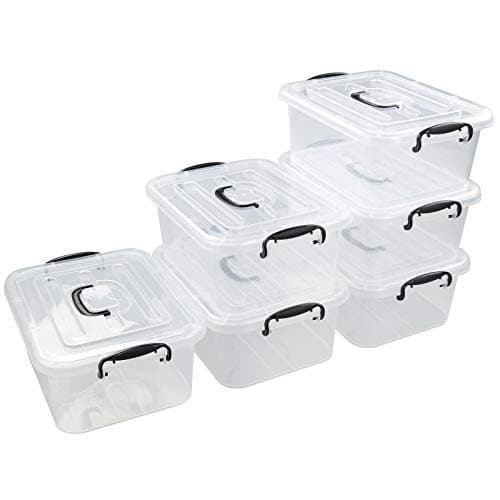 Uumitty Plastic Storage Box Bins with Lids, Pack of 6 (8 Litres)