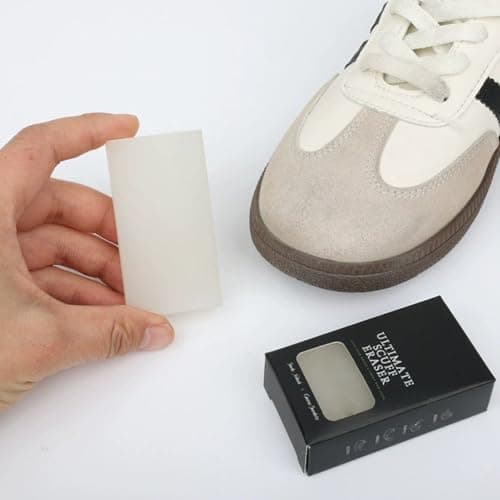 Shoe Cleaning Eraser, Instant Polishing Scrubber Tool, Compact Size Quick Stain Removal Sturdy Rubber Multi Block Footwear Care Accessories with Manual Action White Item Dirt Lifter for Travel — view 3