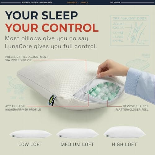 LunaCore Hybrid Shredded Memory Foam Pillow 2 Pack, Medium Firm — view 2