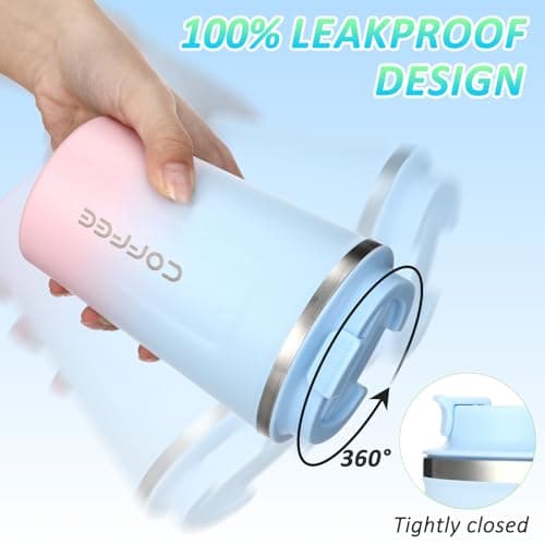 Honeydak 5 Pack Travel Coffee Mugs 12oz Insulated Coffee Cup with Lid Stainless Steel Vacuum Gradient Colorful Tumbler Reusable Leakproof Travel Cups for Hot & Cold Drinks — view 4