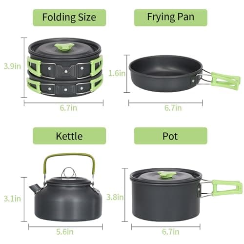 Lixada Camping Cookware Kit, Portable 2-3 People Camping Cooking Set Lightweight Non-Stick Camping Pot and Pan Set with Cups Spoon Fork Cutter for Outdoor Travel Camping Hiking Picnic BBQ — view 3