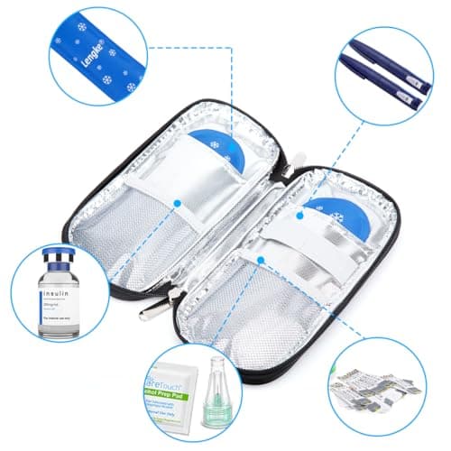 YOUSHARES Medicine Cool Bag - Monjaro Cooler Travel Case with 2pcs Ice Packs for Diabetic Supplies, Insulin Pen Cooler Travel Case Keep Medicine Cool While Traveling (Black) — view 3